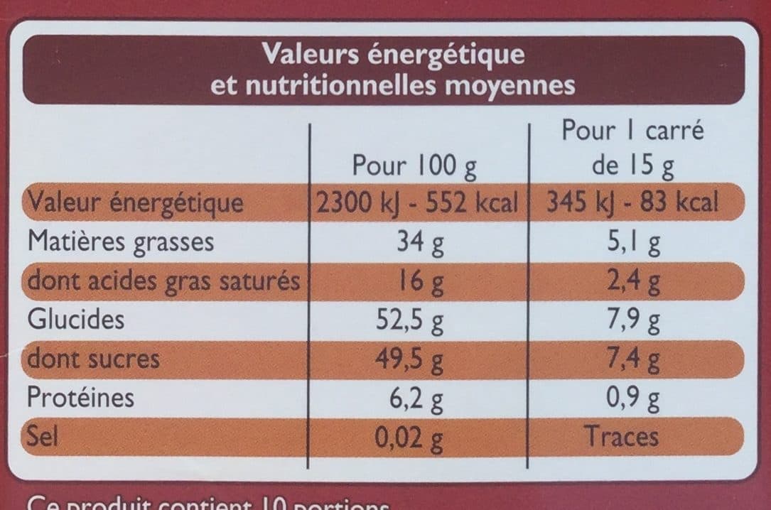 Leader Price Chocolat noir fourré au praliné packshot