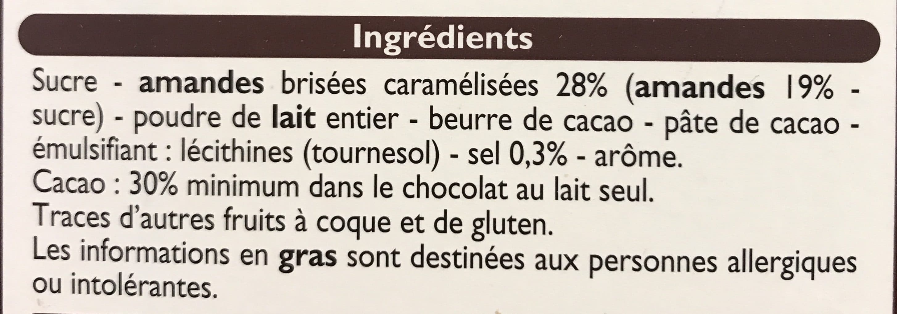 Leader Price Chocolat Lait aux Amandes Brisées, Pointe de Sel packshot