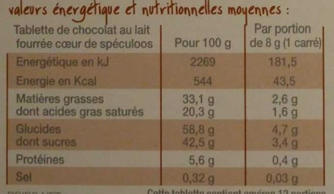 Franprix Tablette de chocolat au lait cœur onctueux de spéculoos packshot