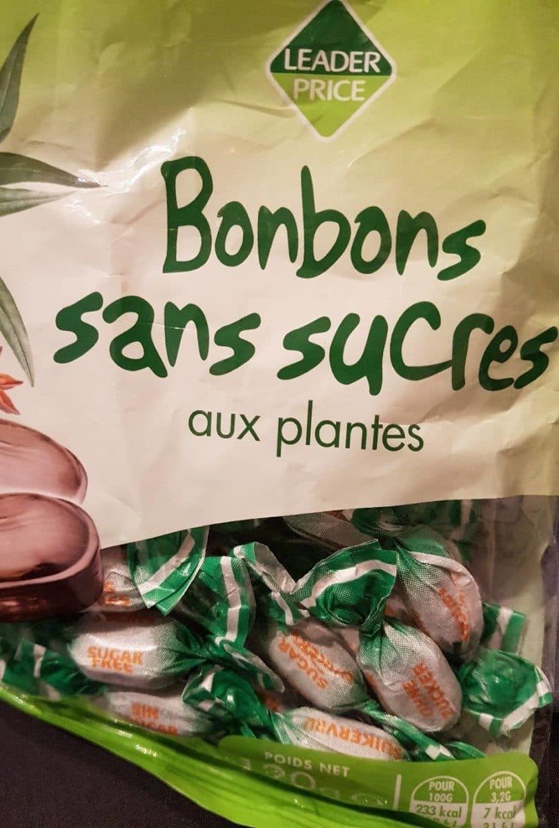 Leader Price Bonbons sans sucres aux plantes packshot