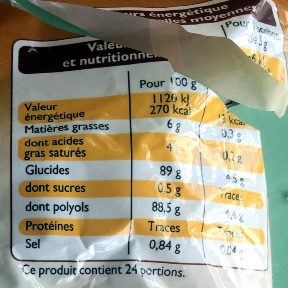 Leader Price Bonbons sans sucres goût caramel packshot