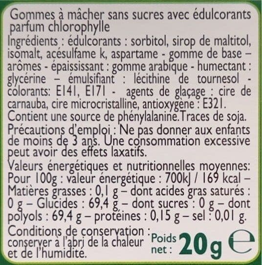Leader Price Dragées Chewing Gum Parfum Chlorophylle packshot