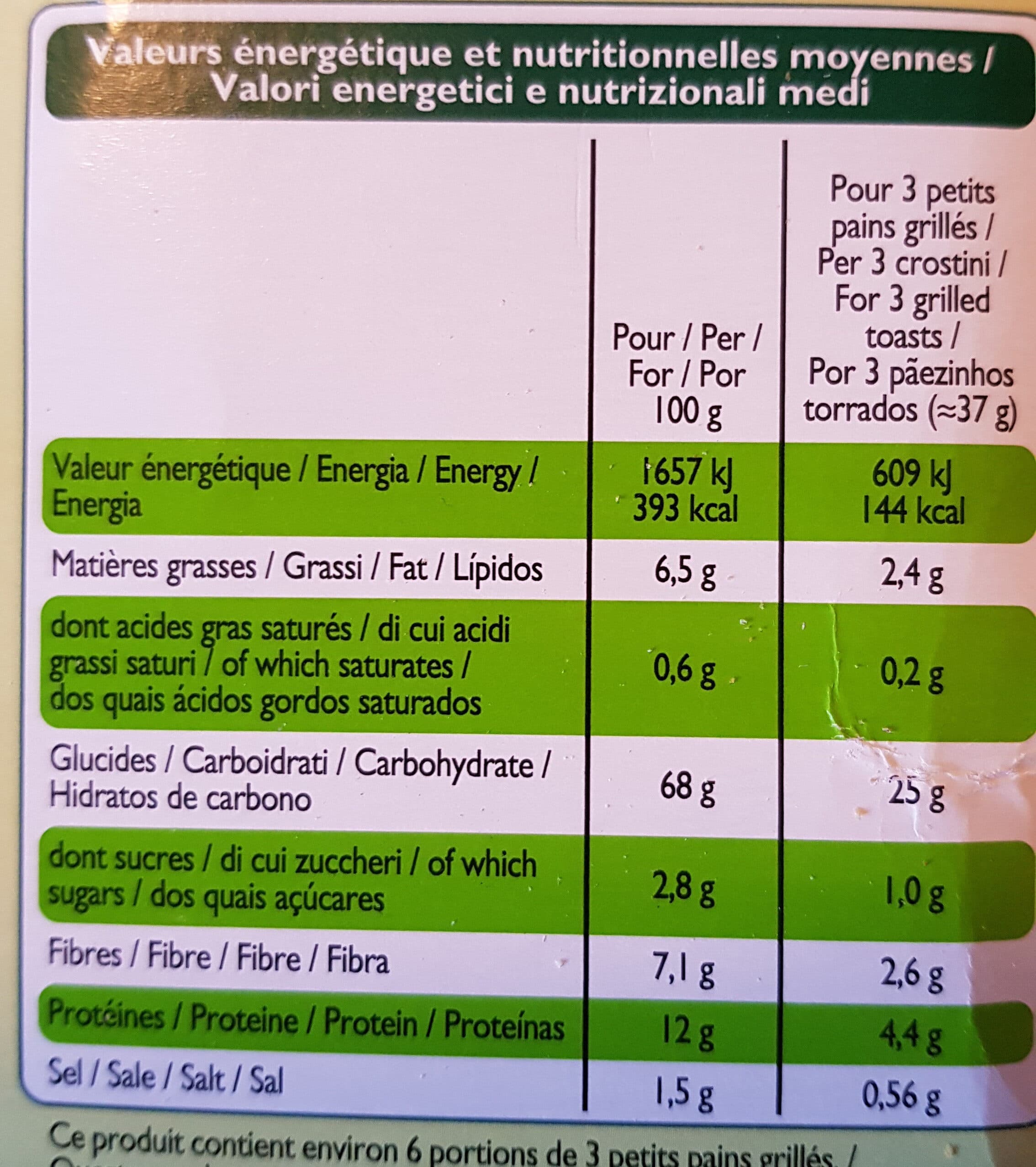 Leader Price petits pains grillés au blé complet sans sucres ajoutés packshot