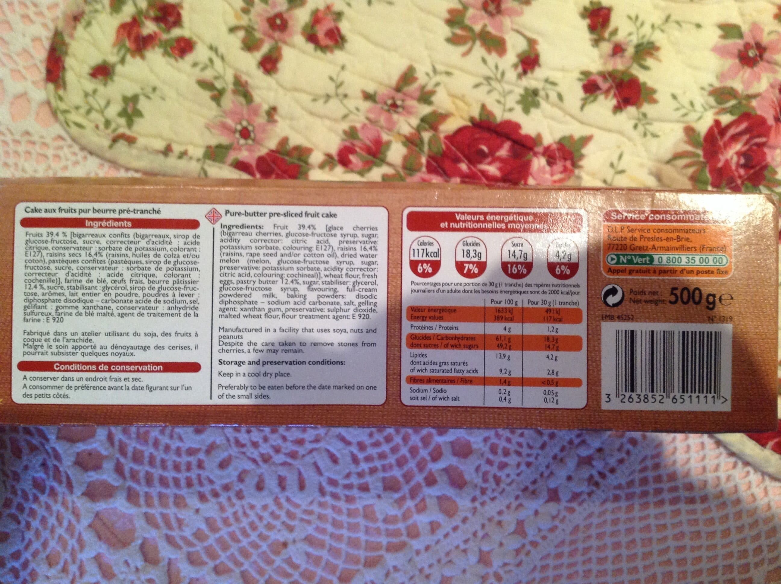 Leader Price Cake aux fruits pur beurre packshot