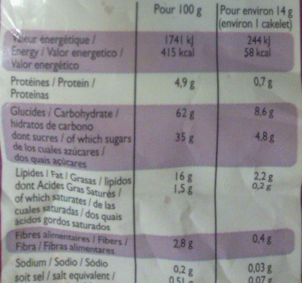 Leader Price Cakelets aux raisins secs et pépites de sucre packshot