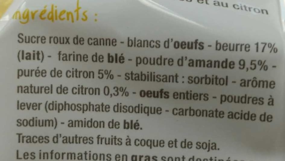 marché franprix Mini moelleux aux amandes et au citron - Pur beurre packshot