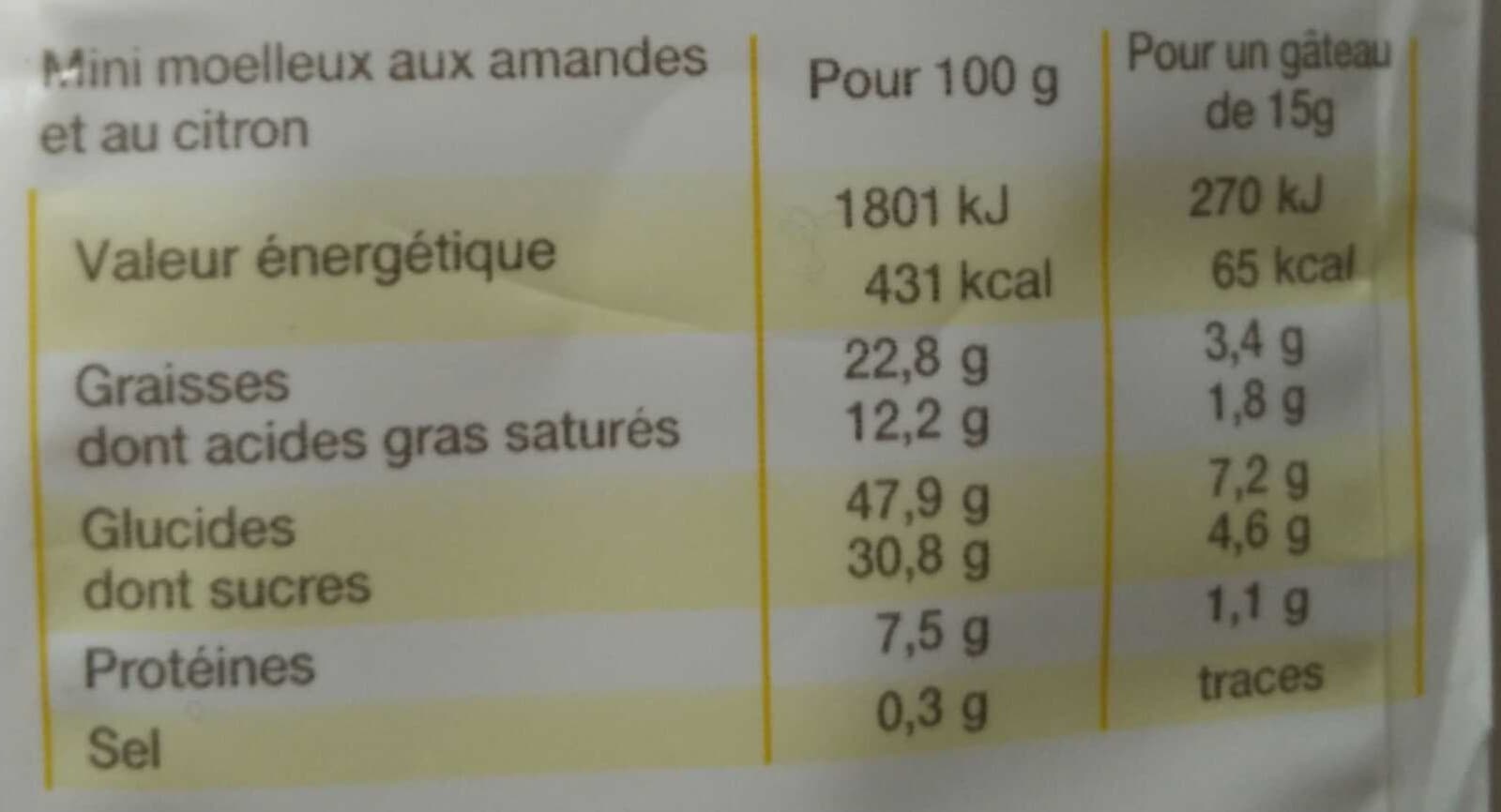 marché franprix Mini moelleux aux amandes et au citron - Pur beurre packshot