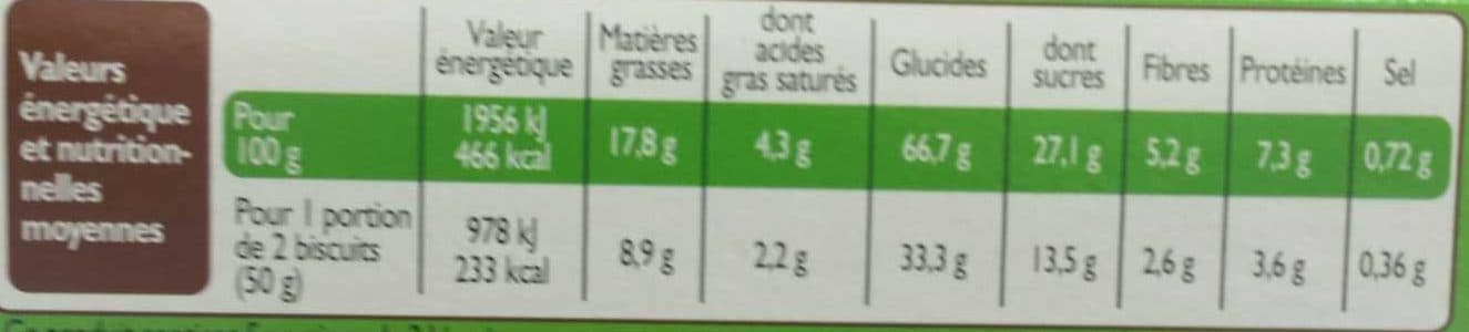 Leader Price Biscuits petit déjeuner aux céréales complètes - Goût Chocolat + Noisettes packshot