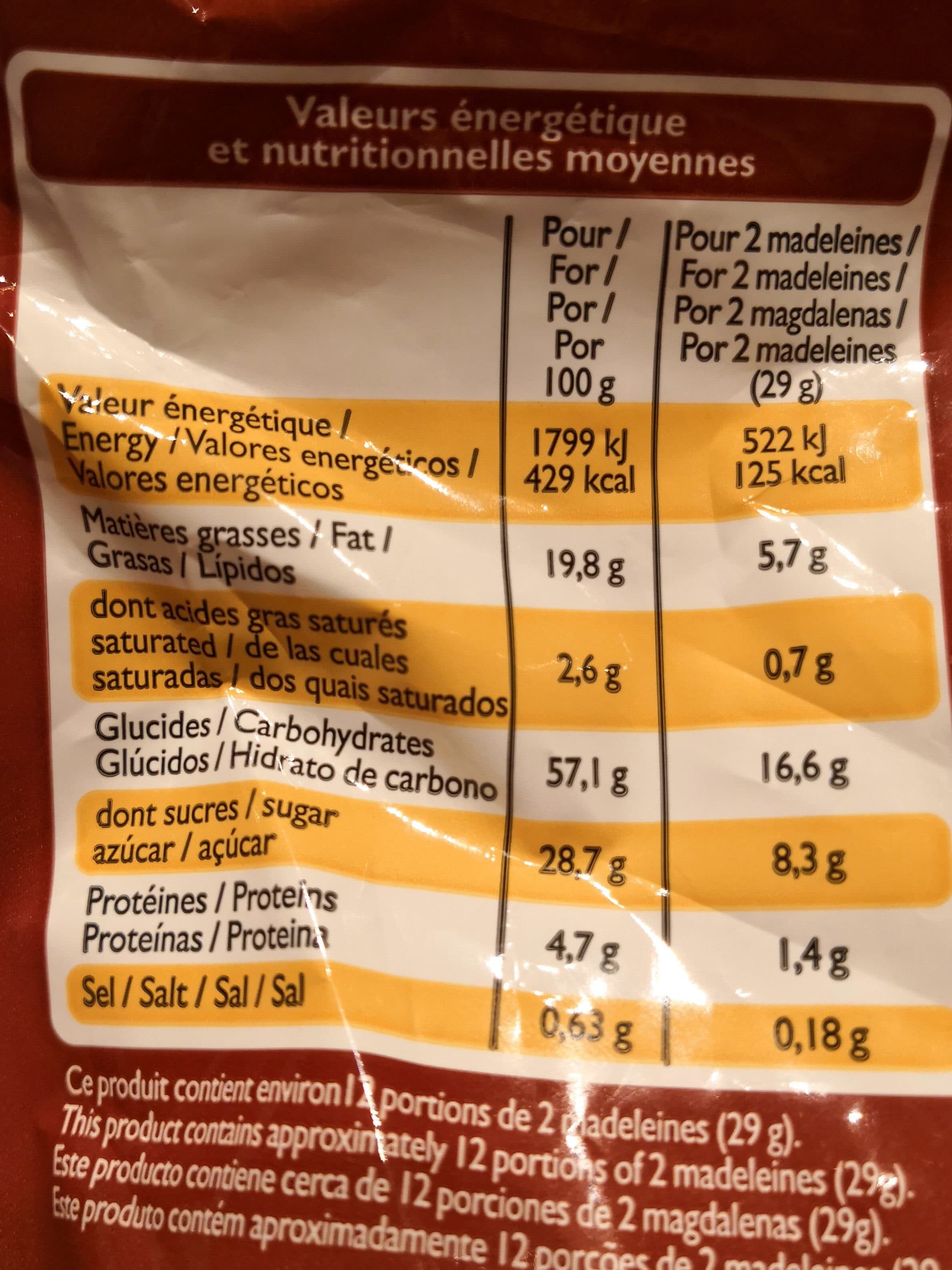 Leader Price Madeleines aux oeufs marbrées chocolat packshot