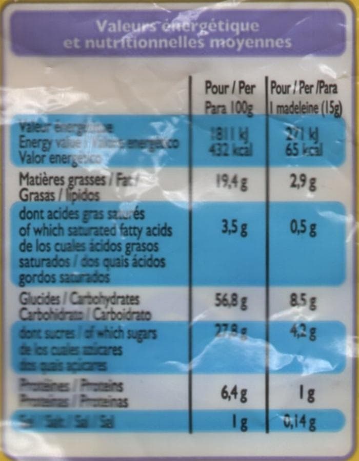 Leader Price Madeleines aux oeufs packshot