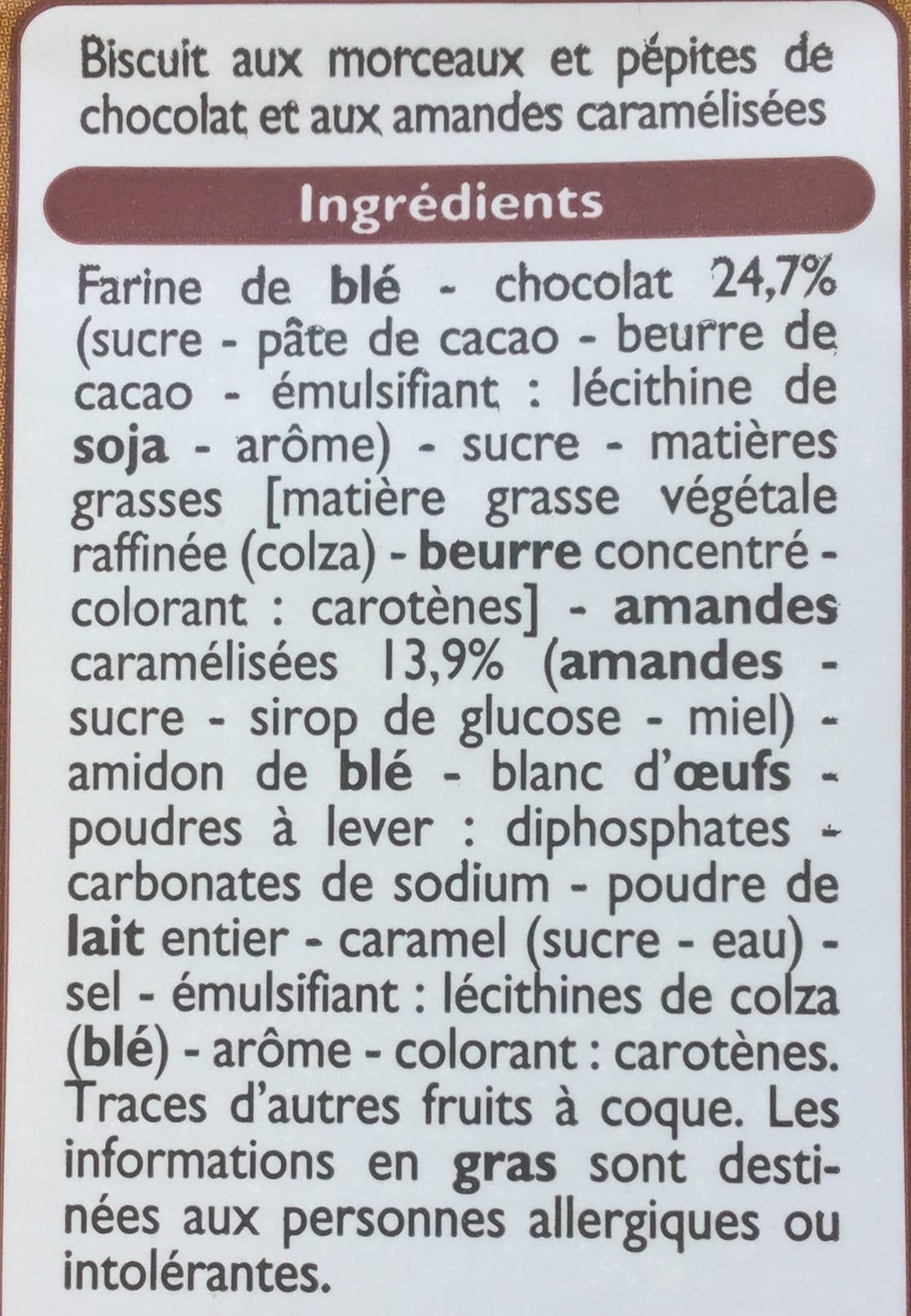 Leader Price Cookies maxi pépites chocolat et Amandes caramélisées packshot
