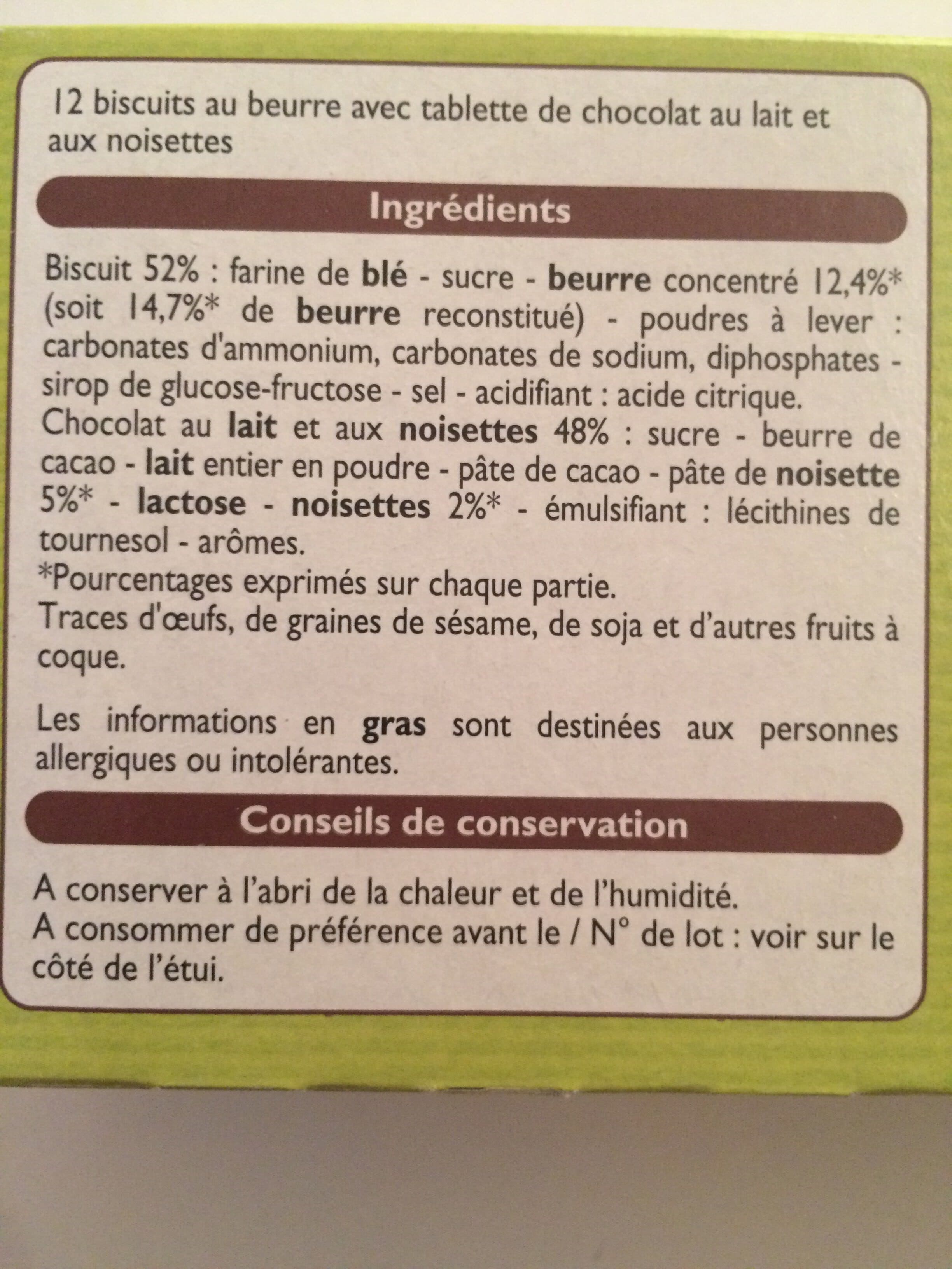 Leader Price P'tit Sacripant, Petits Beurre Chocolat au Lait aux Noisettes packshot
