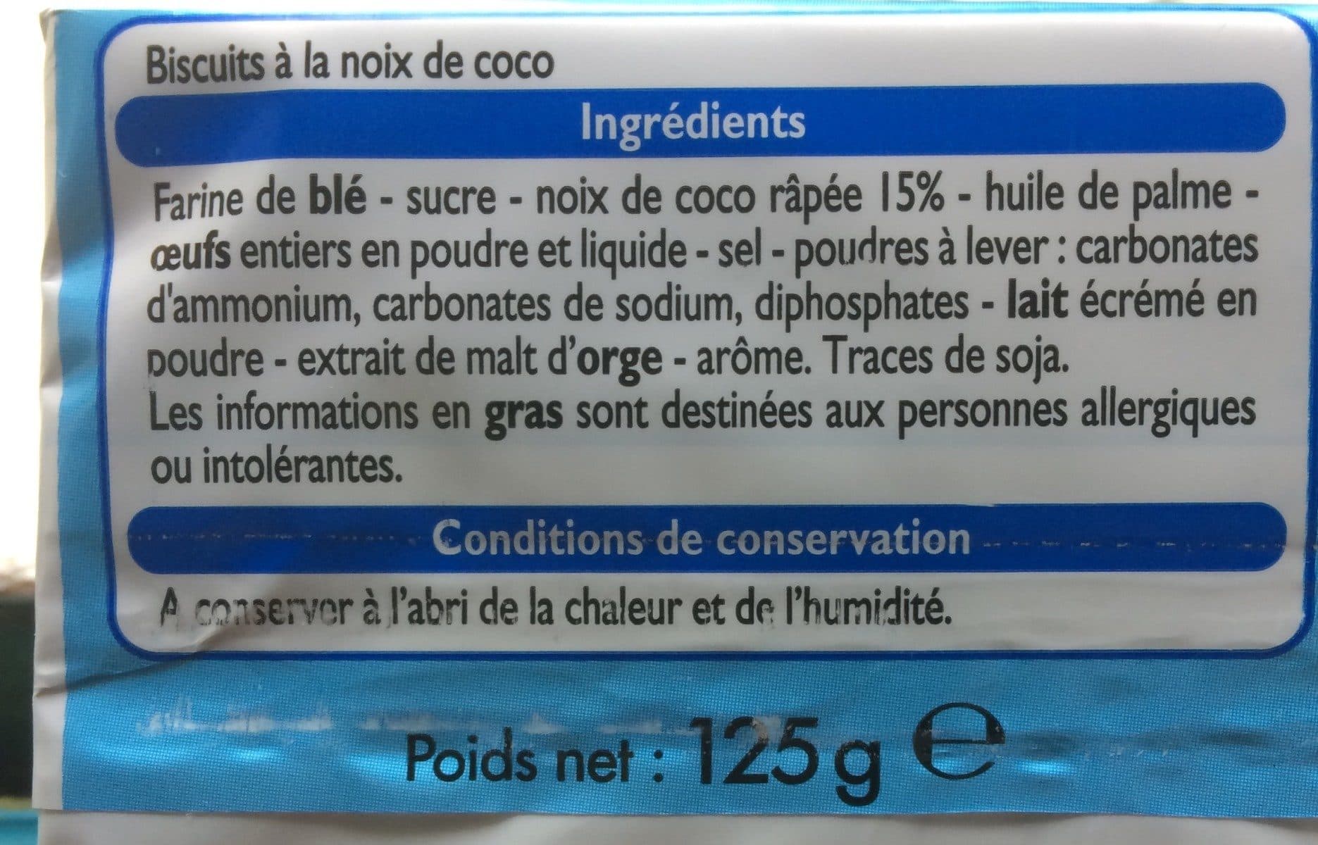 Leader Price Sablés Coco packshot