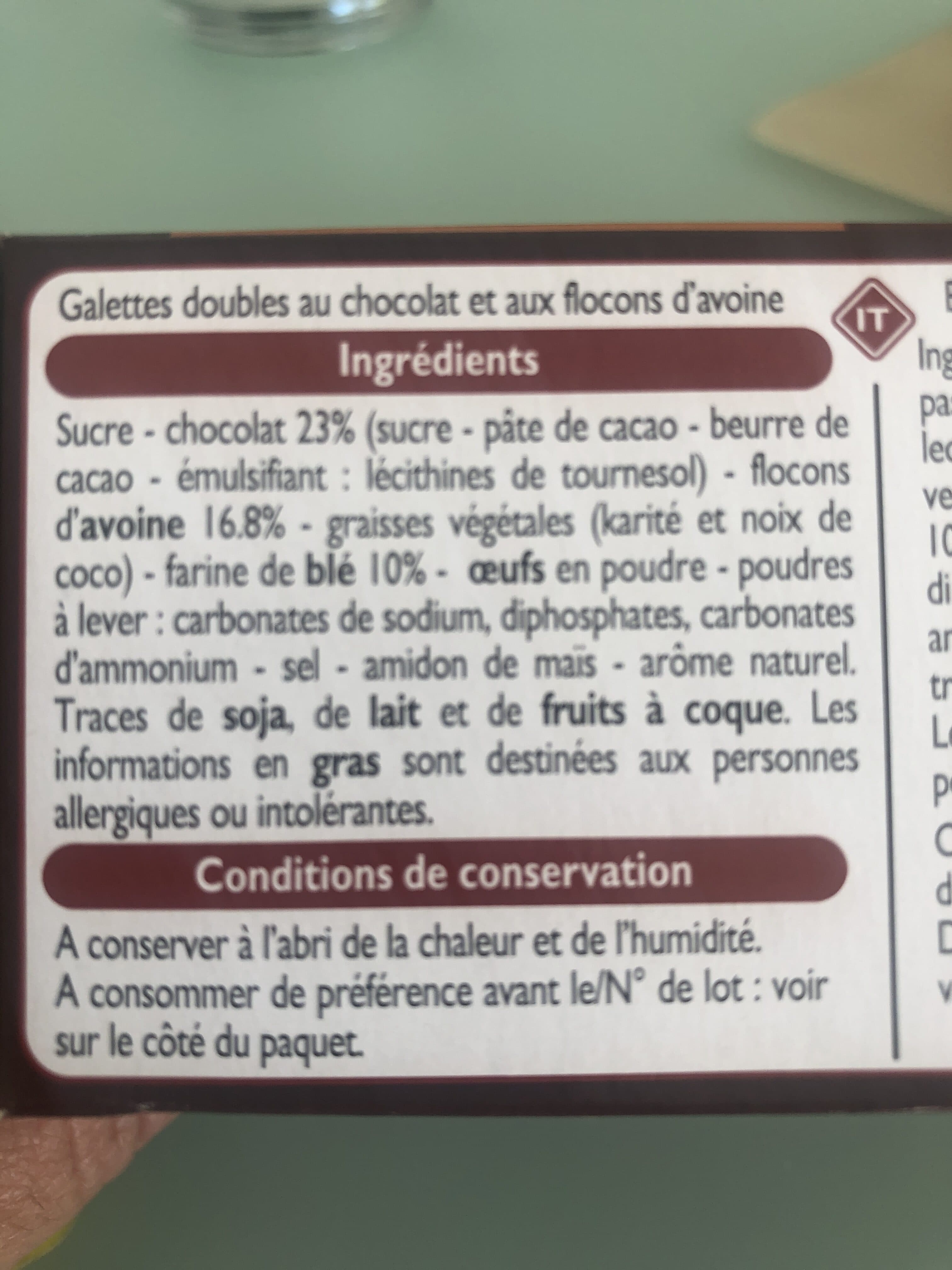 Leader Price Galettes suédoises au chocolat et flocons d'avoine packshot