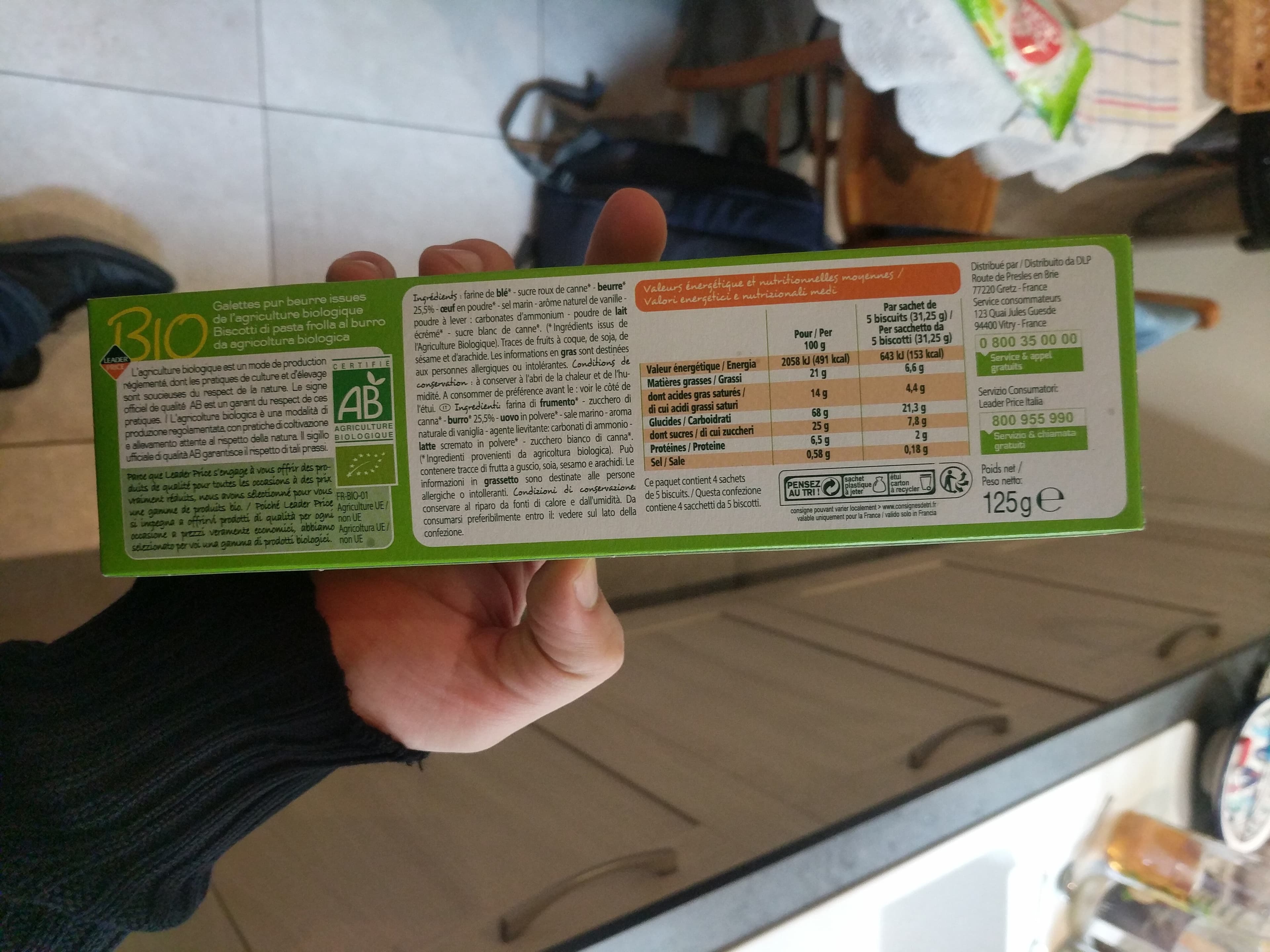 Leader Price Galettes pur beurre bio packshot