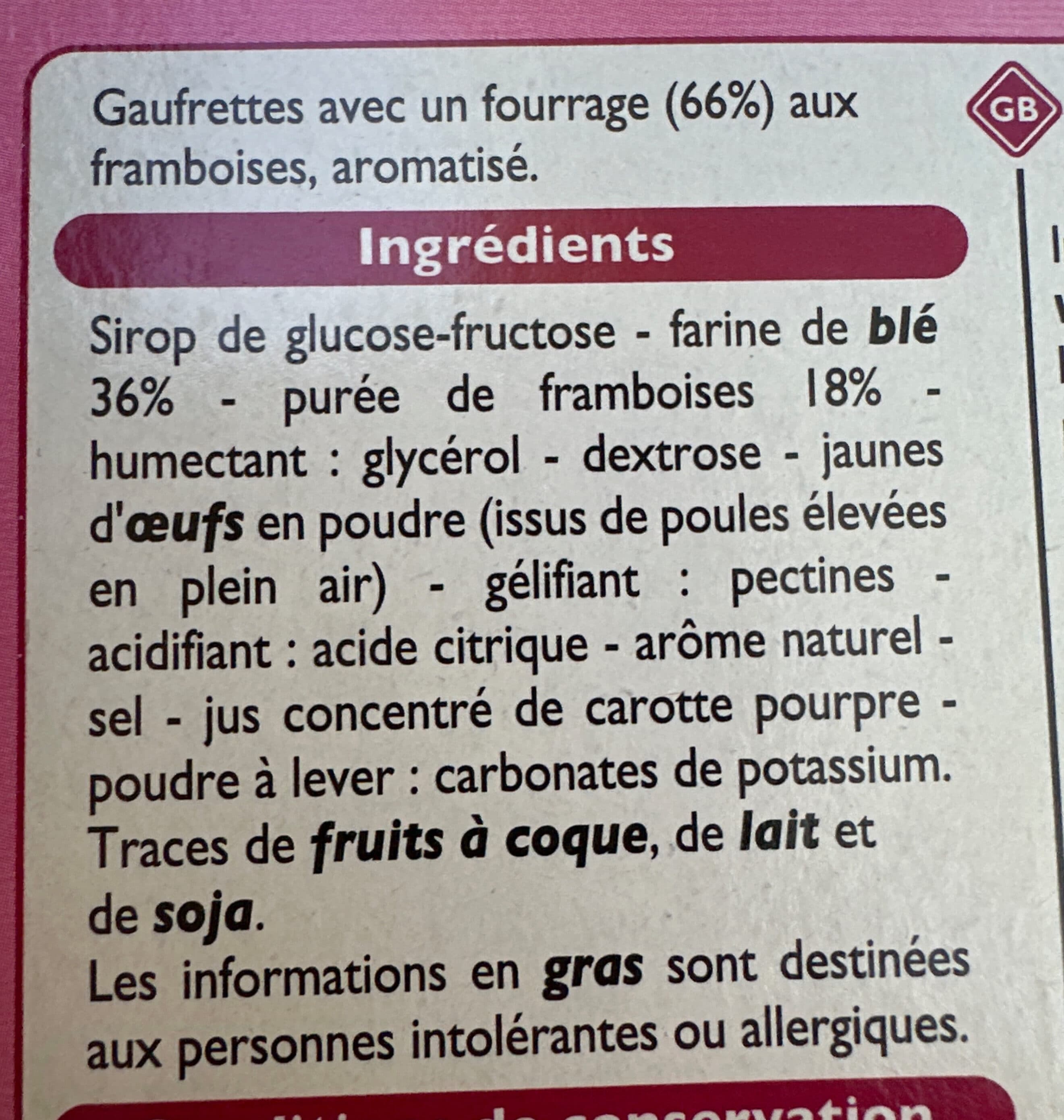 Leader Price Gaufrette framboises packshot