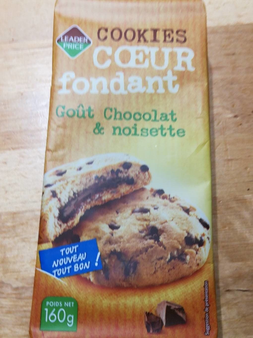 Leader Price Cookies coeur fondant goût chocolat noisette packshot
