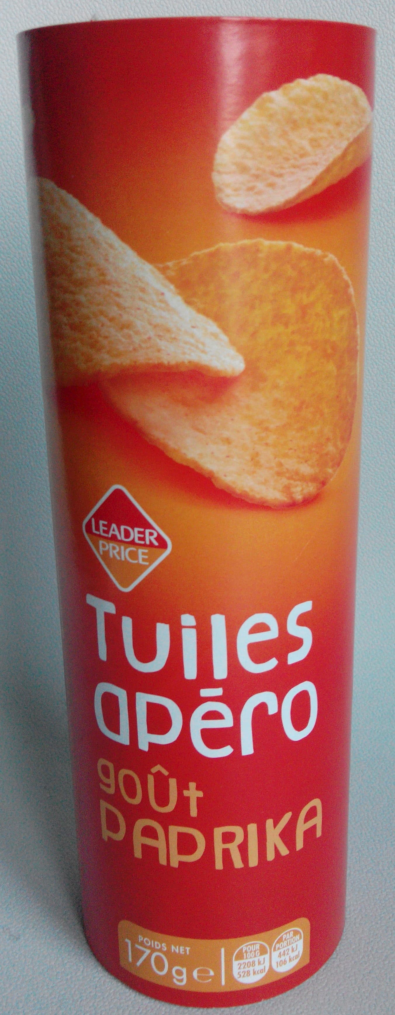 Leader Price Tuiles apéro goût paprika packshot