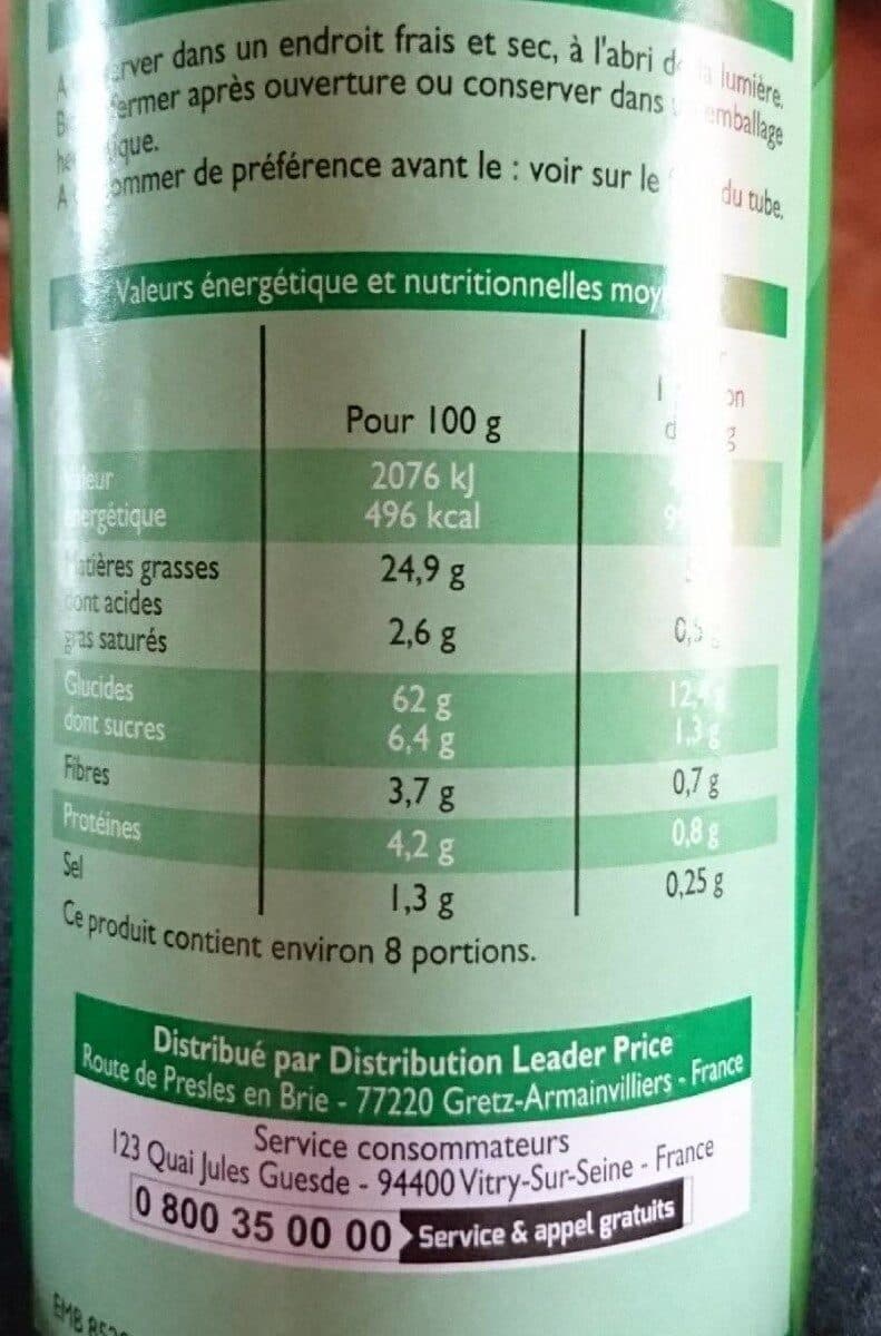 Leader Price Tuiles apero goût crème oignon packshot
