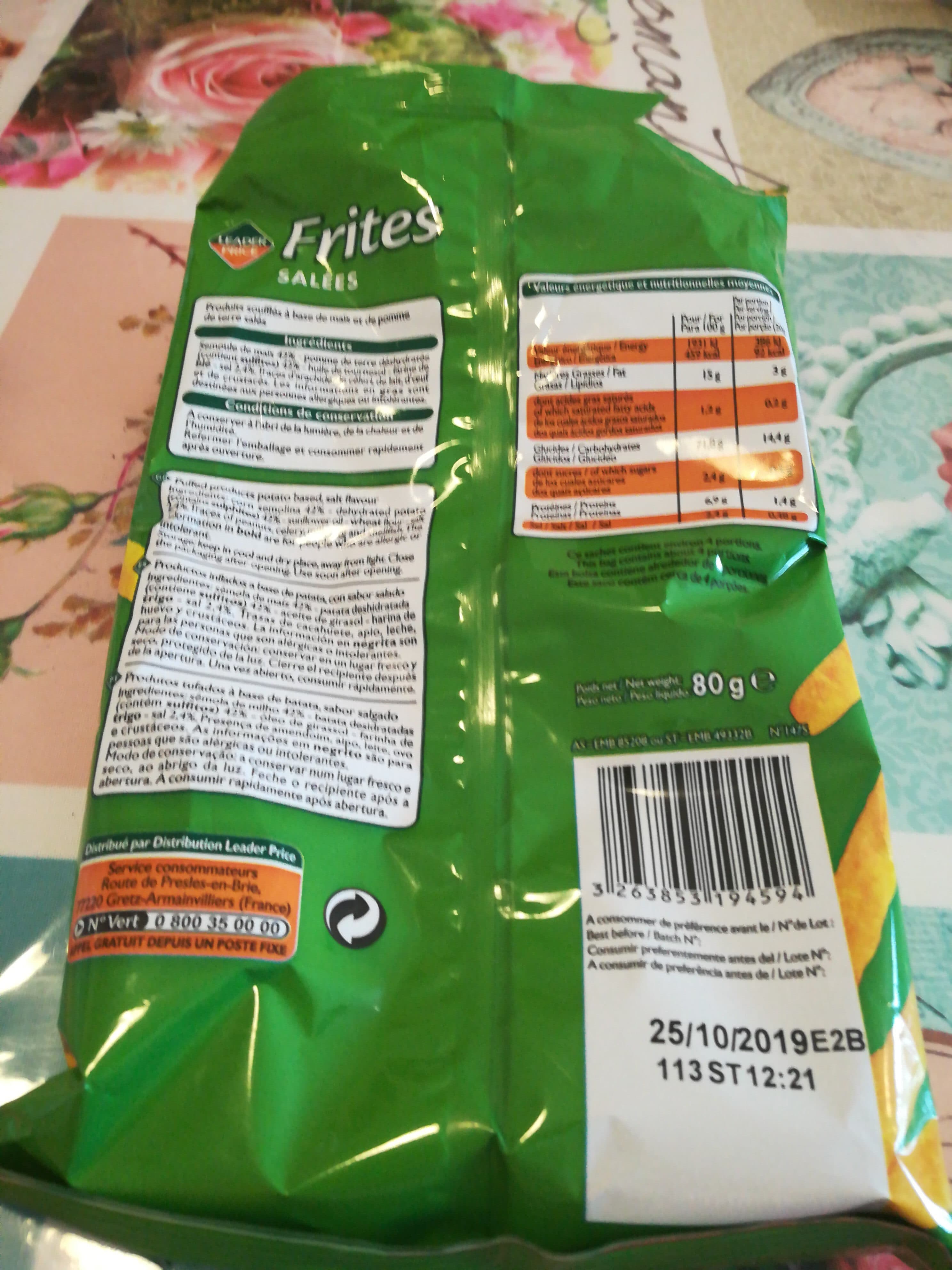Leader Price Frites goût salé packshot