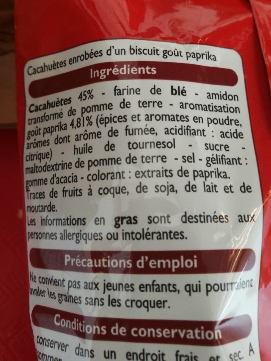 Leader Price Cacahuètes enrobées goût paprika packshot
