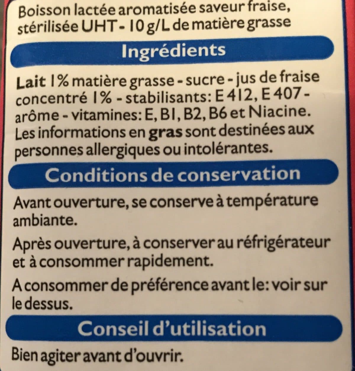 Leader Price Lait Aromatisé Saveur Fraise packshot