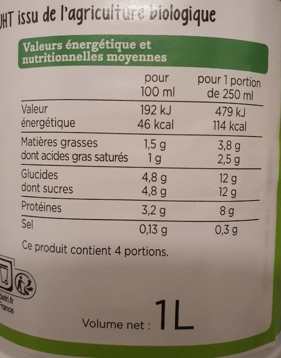 Franprix Bio lait demi-écrémé packshot