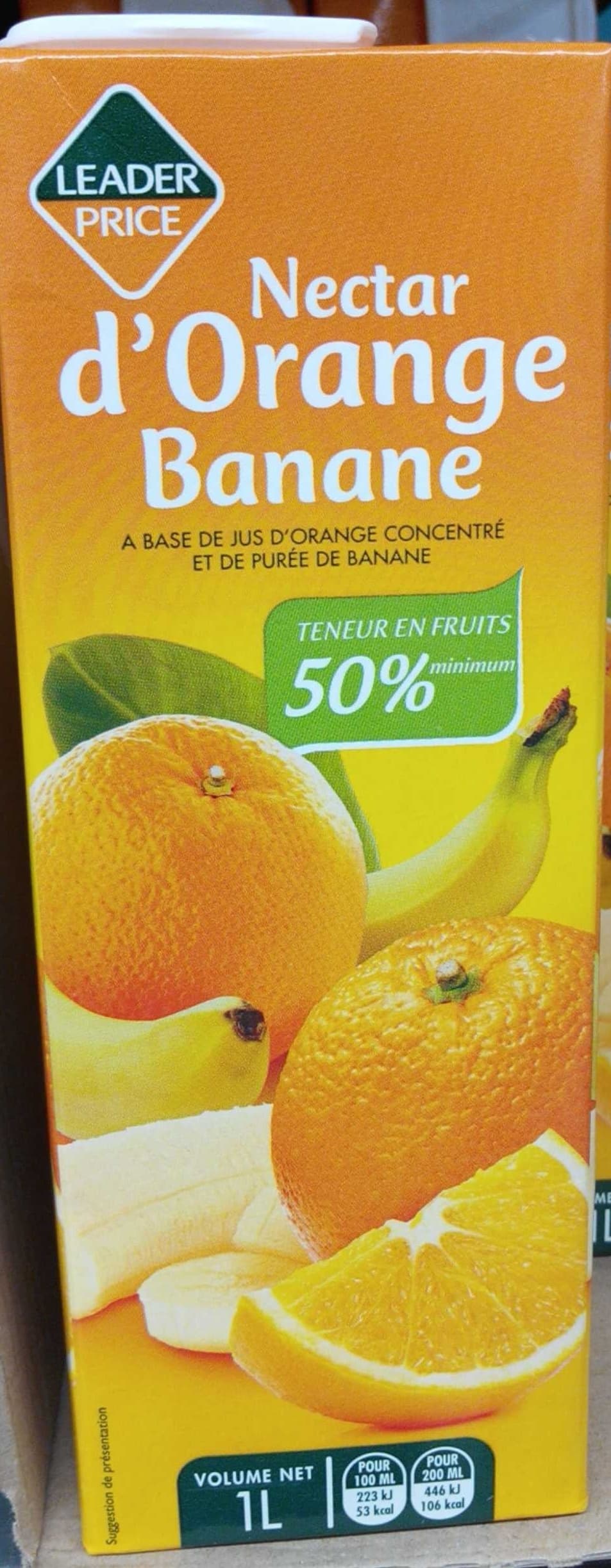 Leader Price Nectar d'Orange Banane packshot