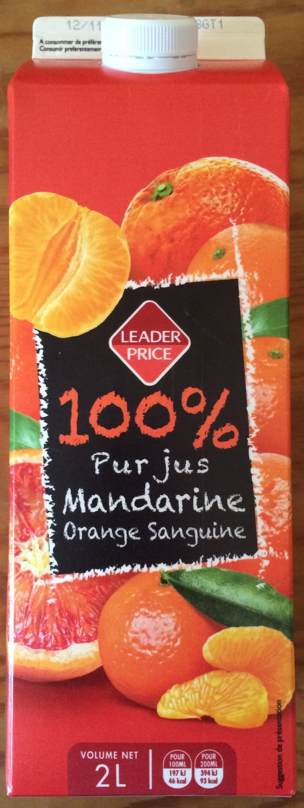 Leader Price 100% pur jus Mandarine Orange Sanguine packshot