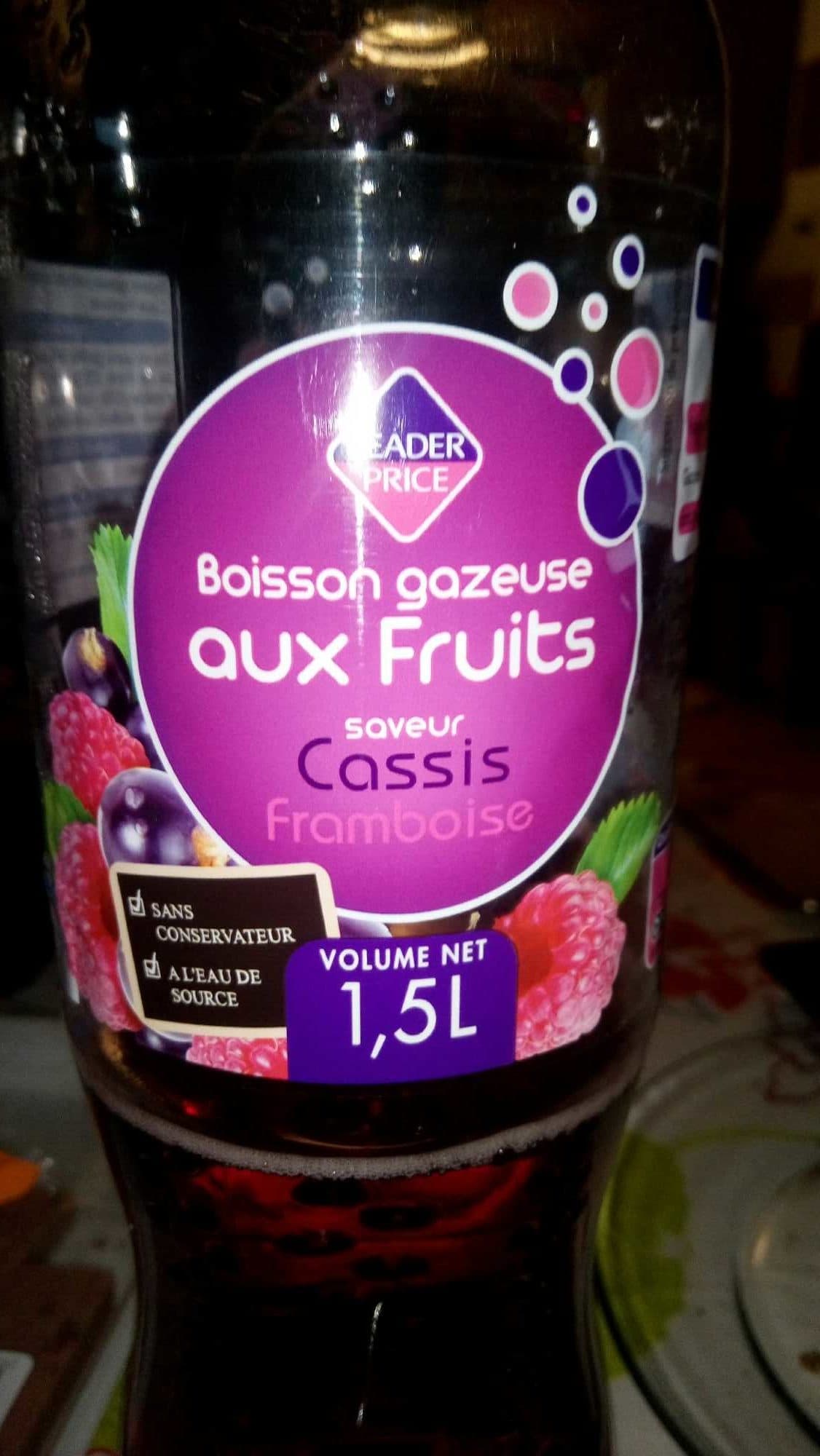 Leader Price Boisson gazeuse aux fruit saveur cassis framboise packshot