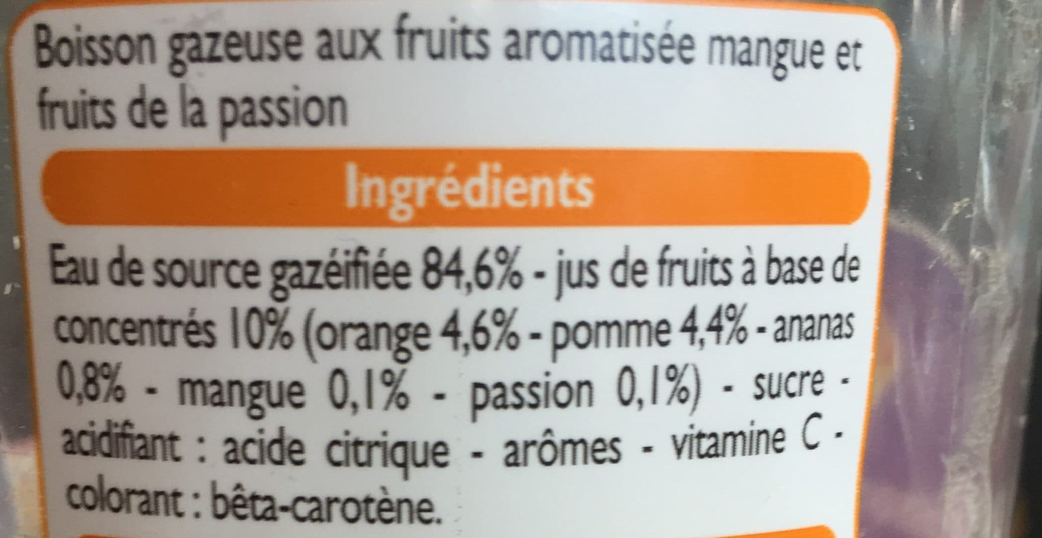 Leader Price Boisson gazeuse aux fruits saveur mangue passion packshot
