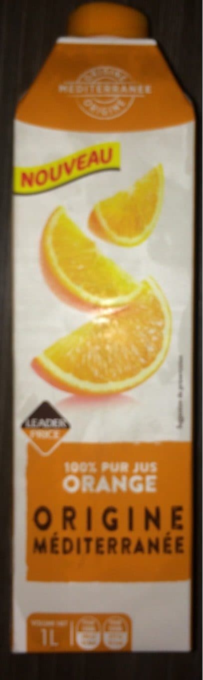 Leader Price 100% PUR JUS ORANGE ORIGINE MÉDITERRANÉE packshot