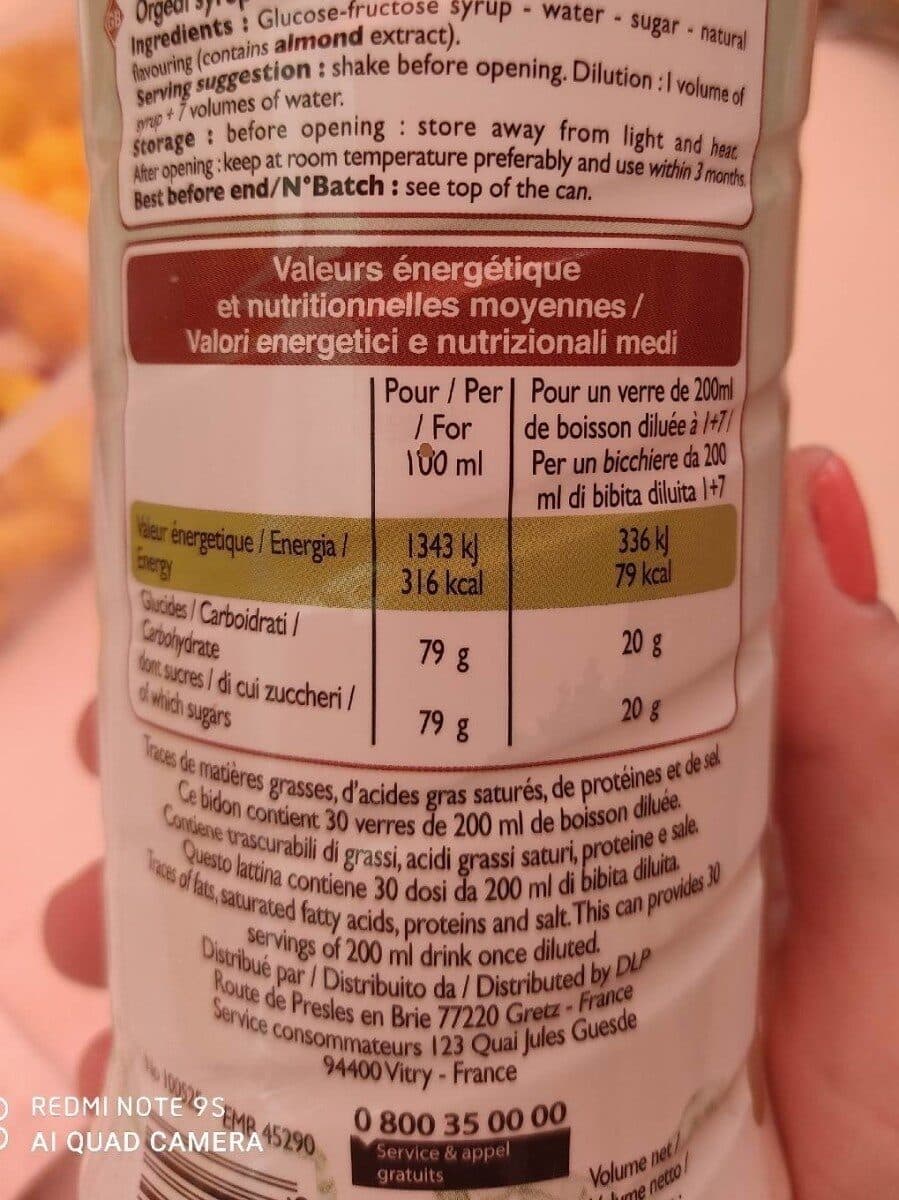 Leader Price Sirop d'orgeat packshot