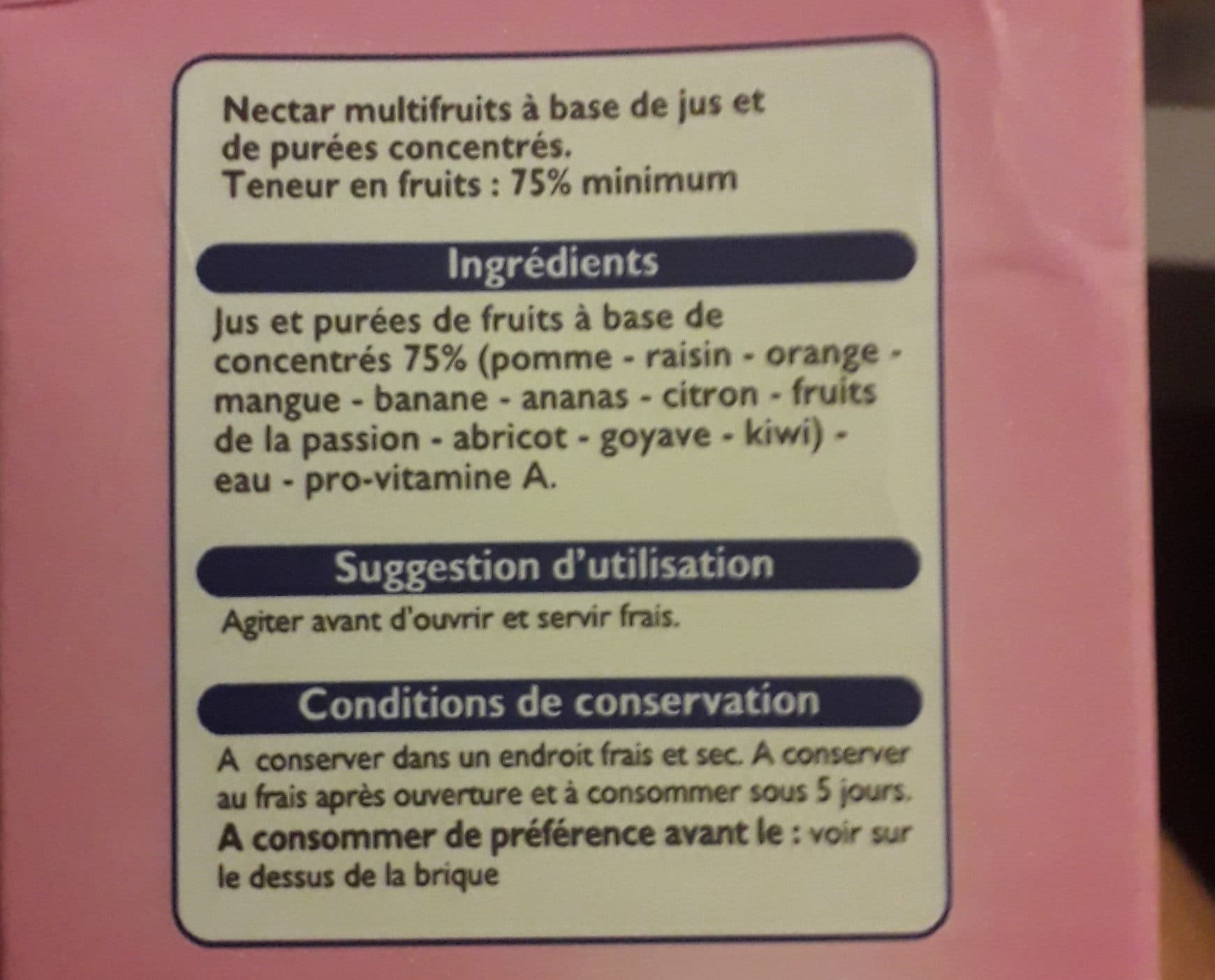 Leader Price Nectar multi fruits à base de concentrés packshot
