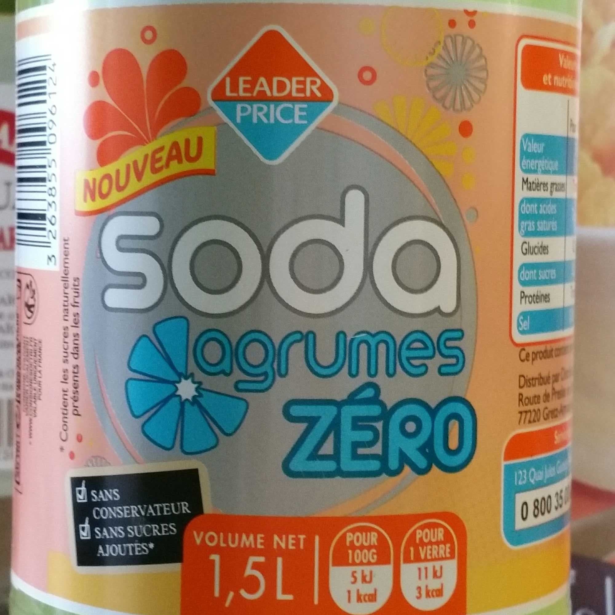 Leader Price Soda agrumes zéro packshot