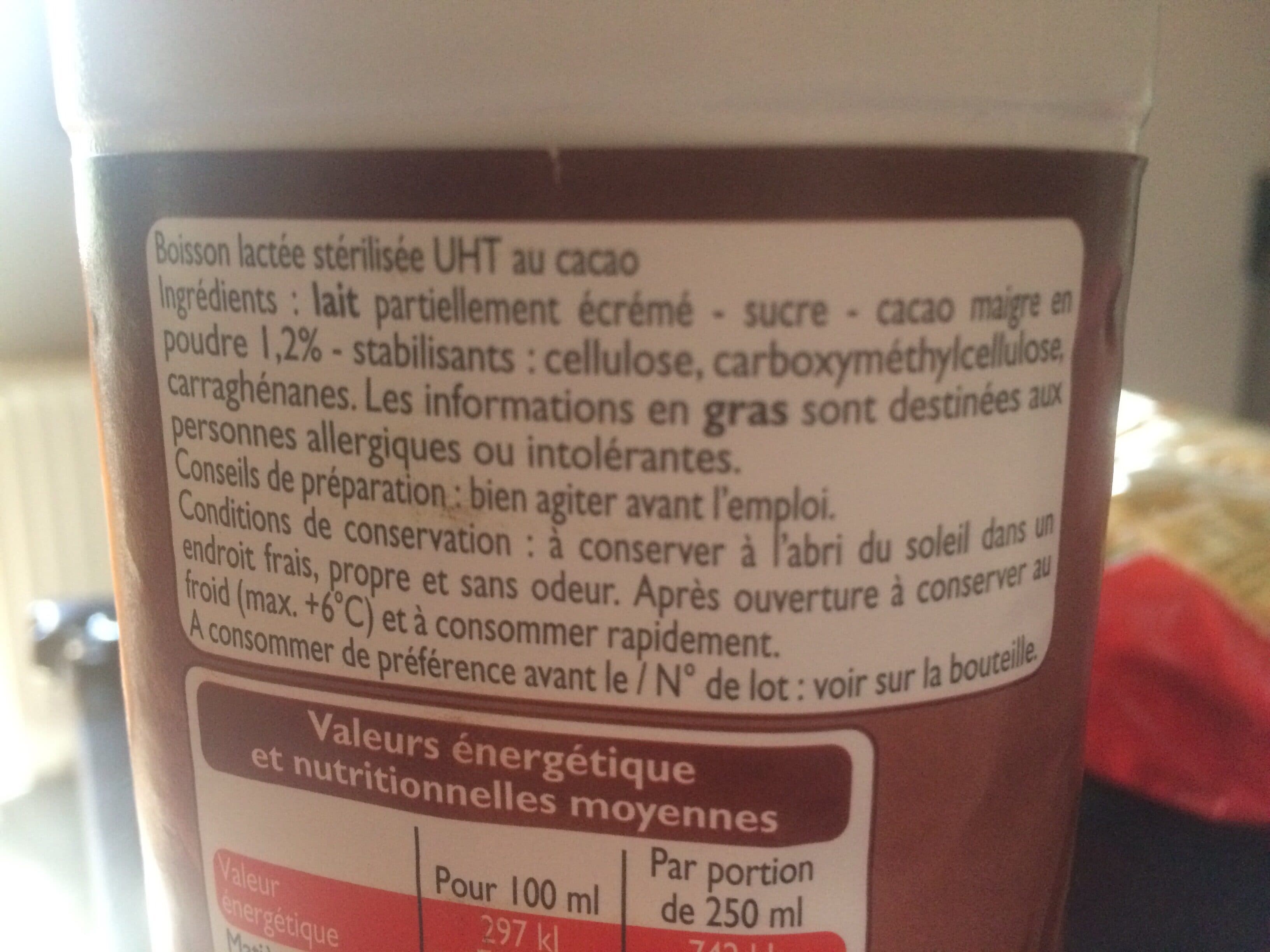 Leader Price Boisson lactée au cacao packshot