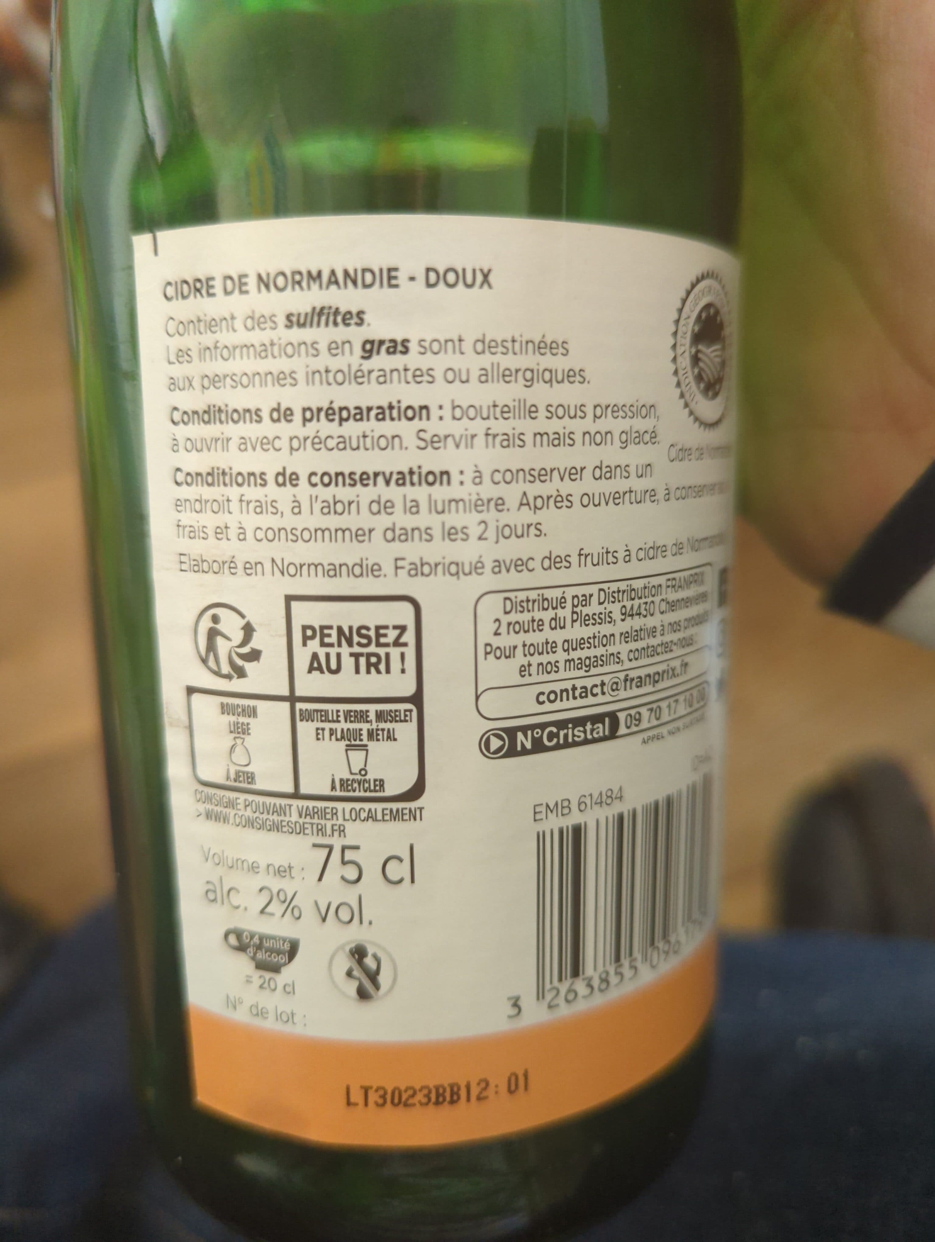 Franprix Cidre de Normandie doux packshot
