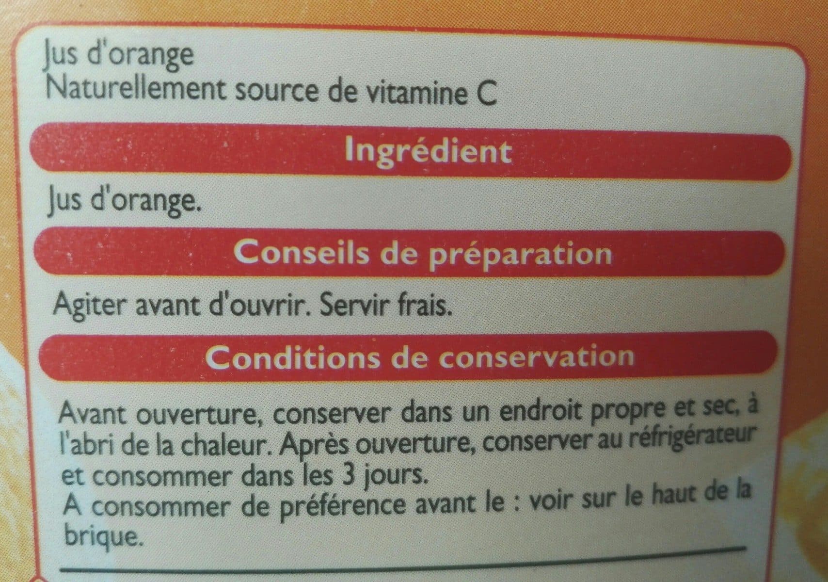 Leader Price Jus d'Orange, 100℅ pur jus packshot