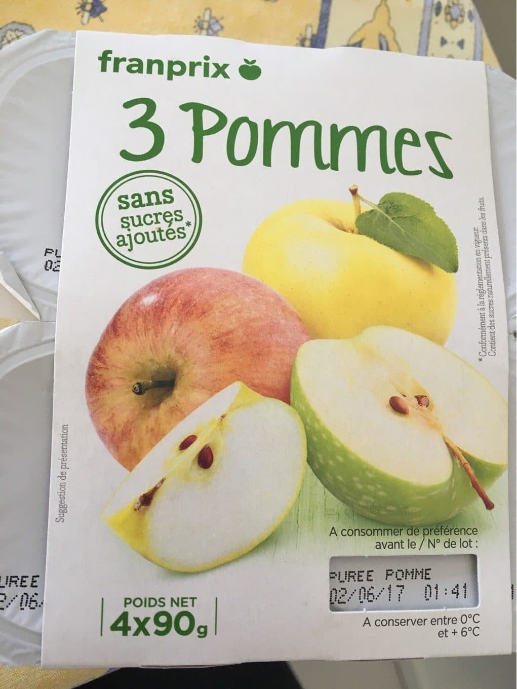 Franprix Purée de pommes aux 3 pommes sans sucre ajouté packshot