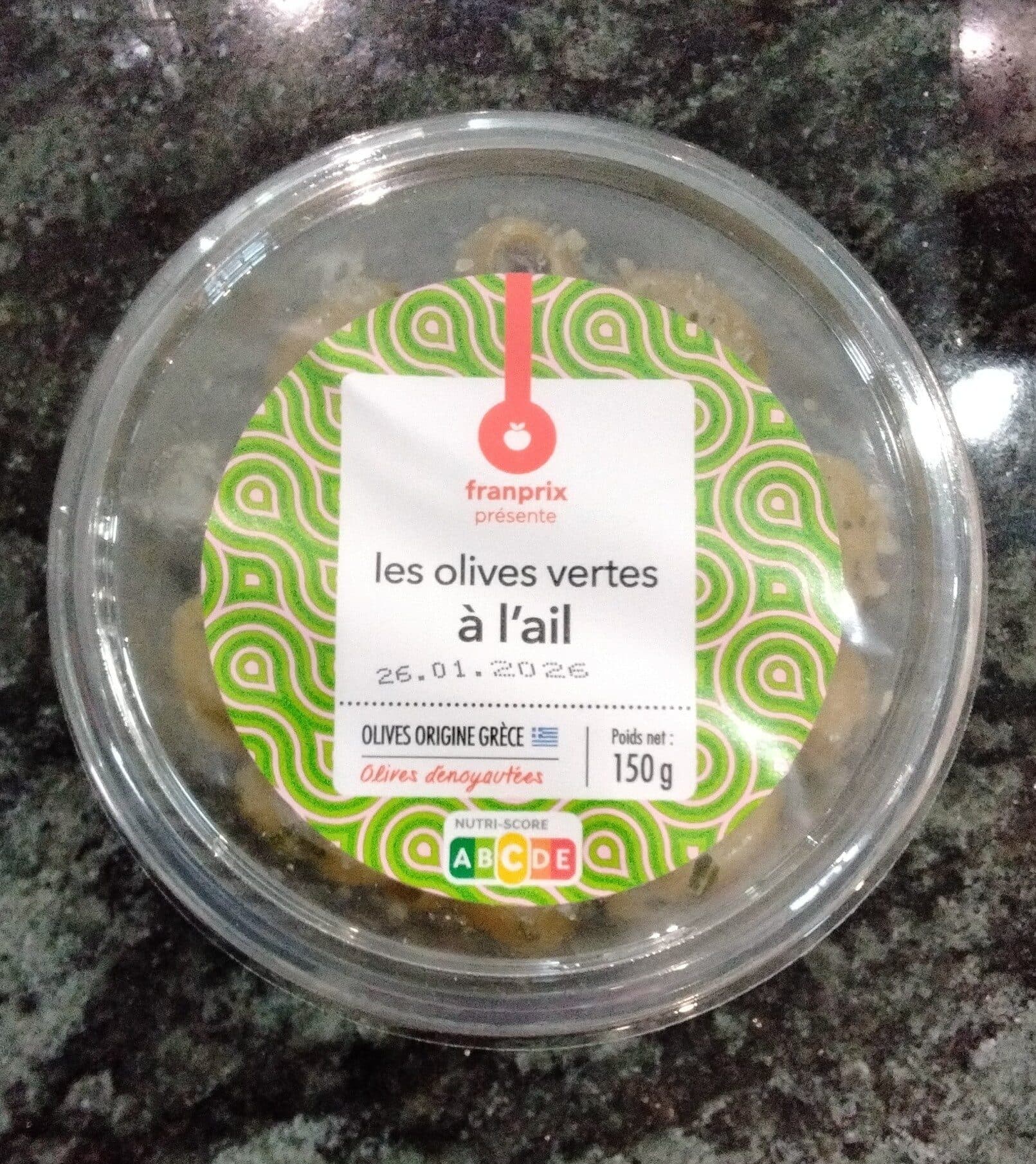 Franprix Olives vertes à l'ail dénoyautées packshot