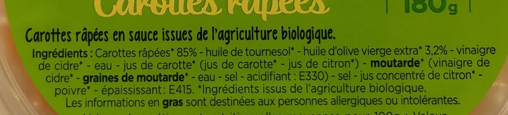 Franprix Carottes râpées Bio packshot