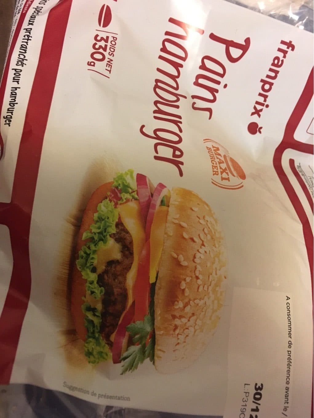 Franprix Pains hamburger, maxi burger x4 packshot