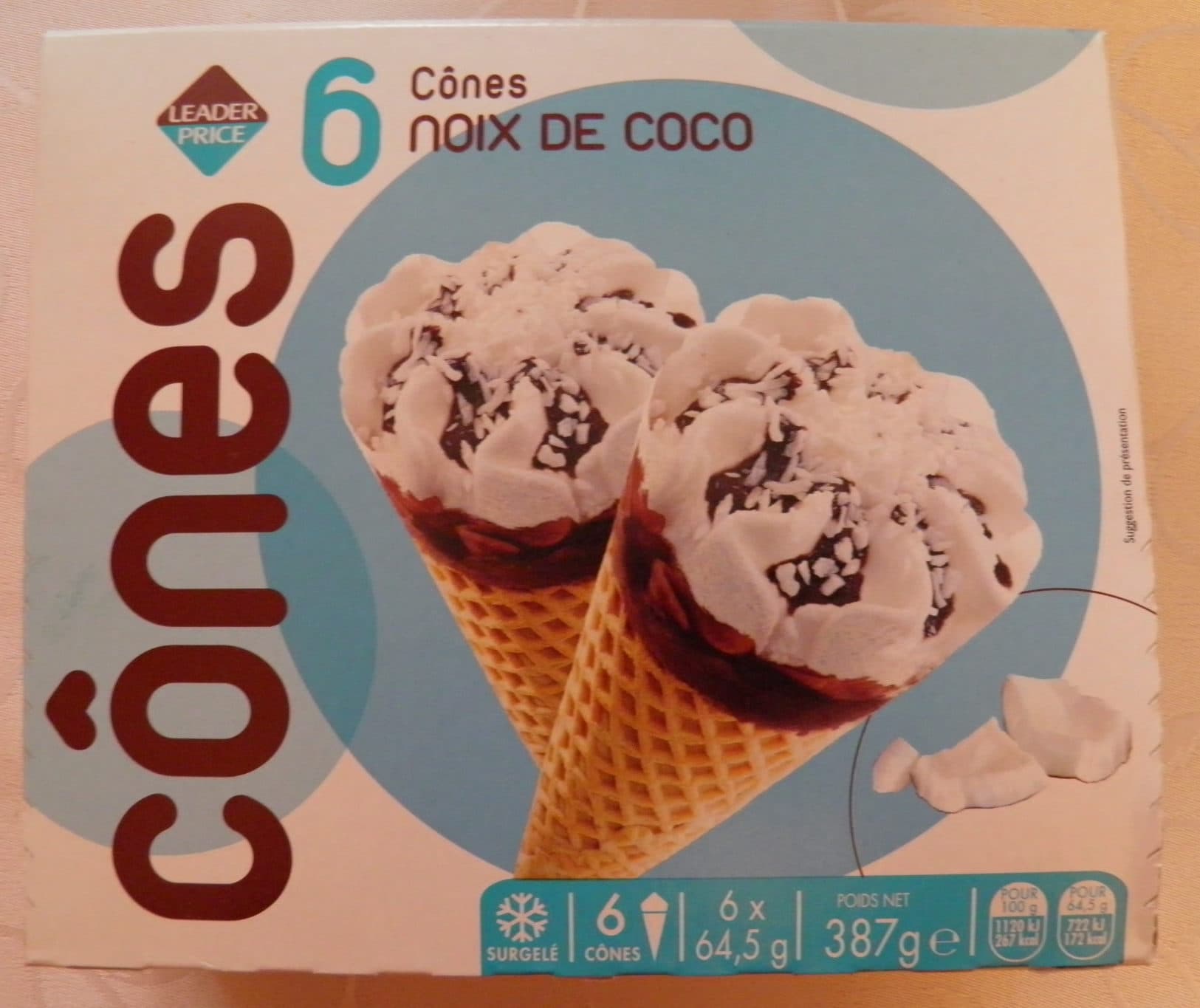 Leader Price Cônes Noix de Coco packshot
