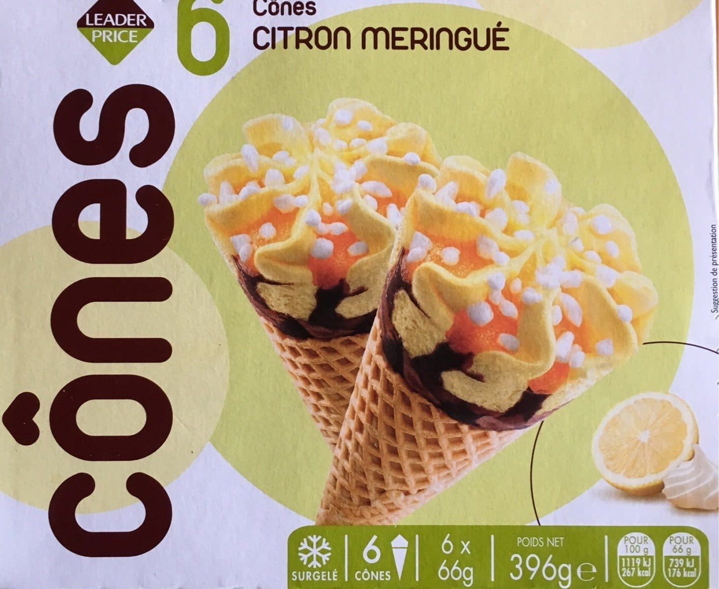 Leader Price Cône Citron Meringué packshot