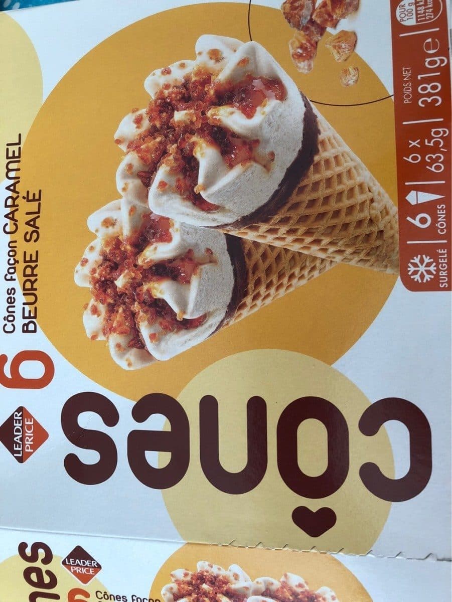 Leader Price Cones Facon Caramel beurre salé packshot