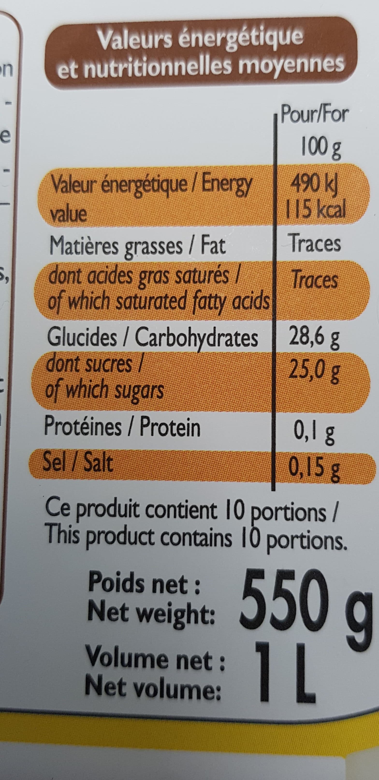 Leader Price Sorbet au citron packshot