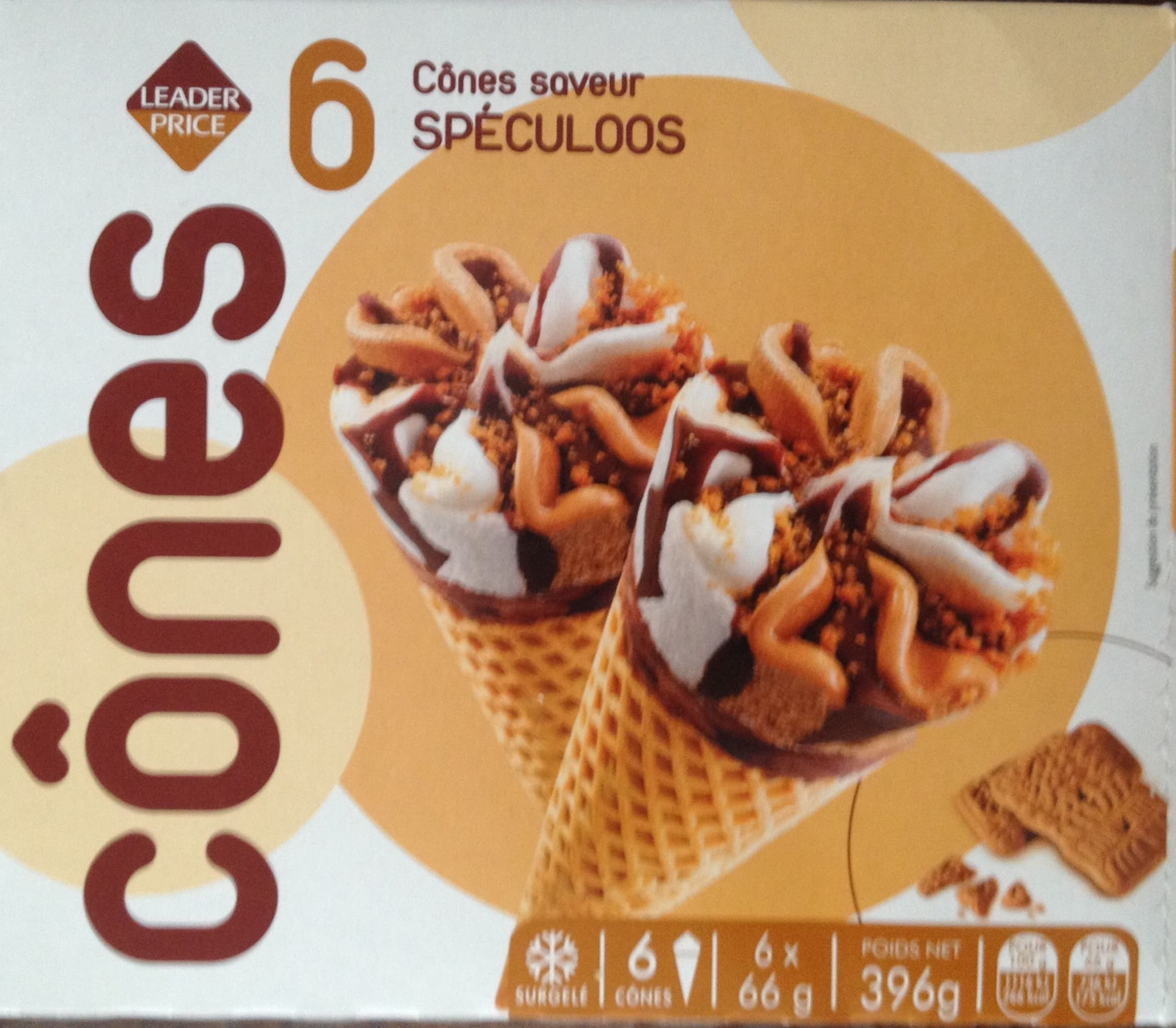 Leader Price 6 cônes saveur spéculoos packshot