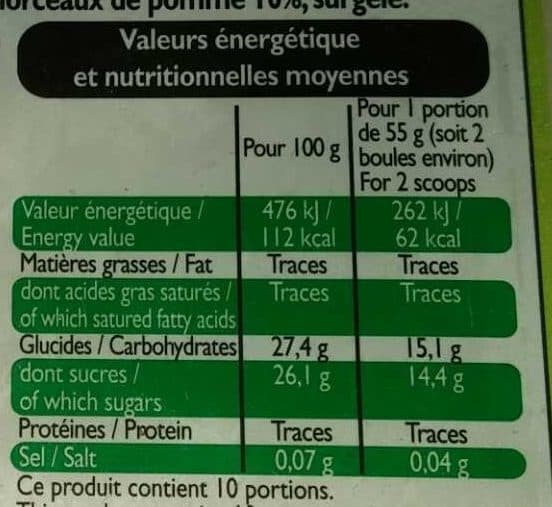 Leader Price Sorbet pomme packshot