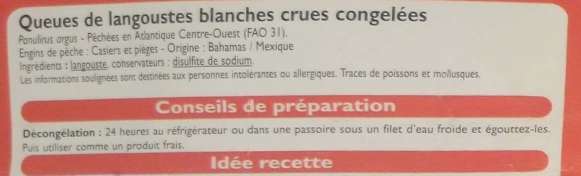 Leader Price Queues de Langouste Blanches Crues packshot