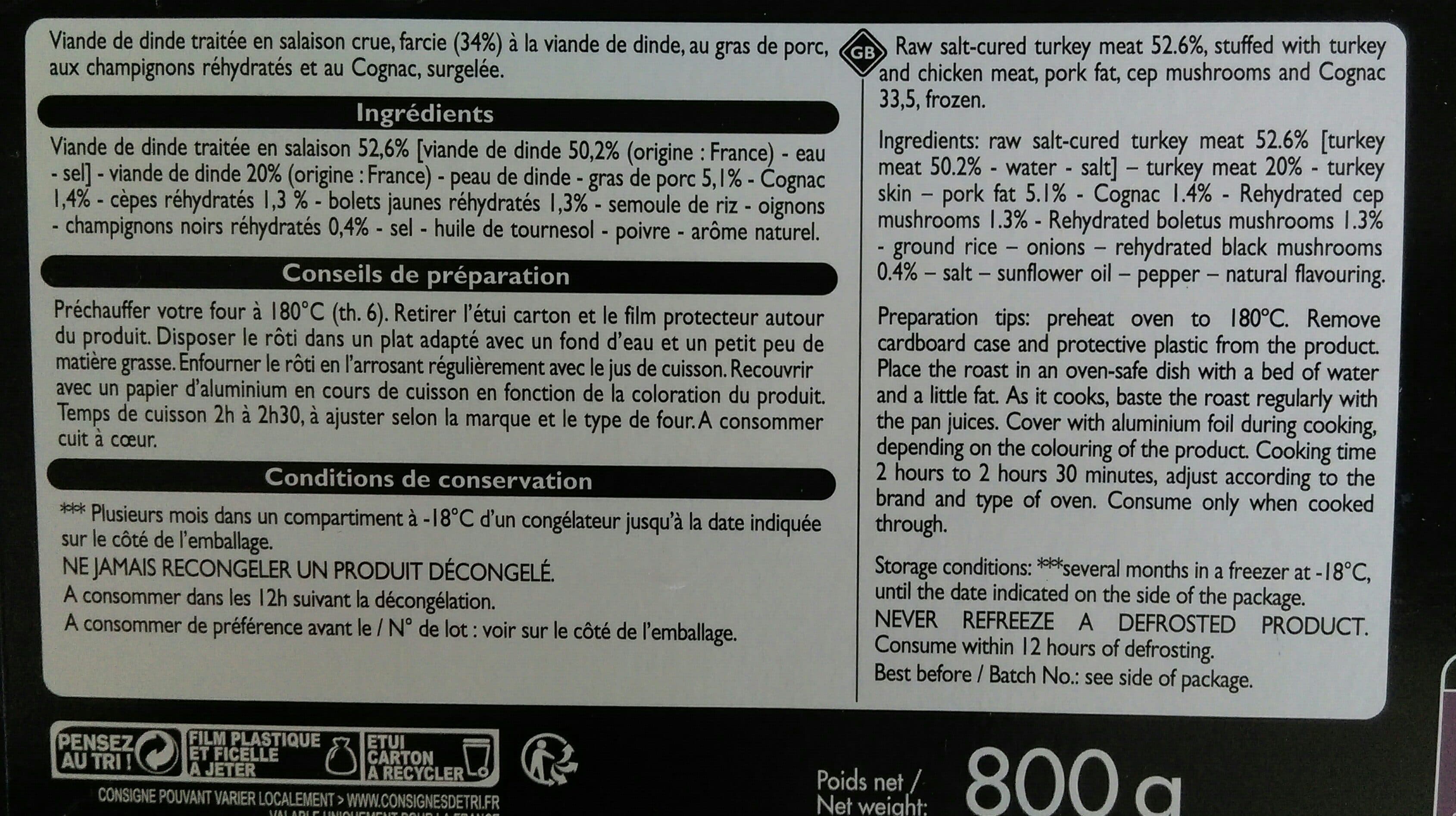 Leader Price Rôti de dinde farci aux cèpes et cognac packshot